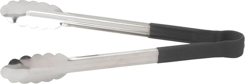 Winco Utility Tong with Black Non-Slip Grip, 12-Inch, Stainless Steel...
