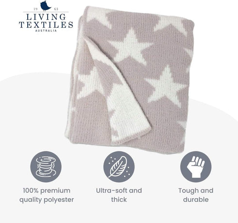 Living Textiles Grey Stars Chenille Soft Baby Blanket Reversible Premium Cozy Fabric for Best Comfort - for Infant,Toddler,Newborn,Nursery,Boy,Gir...