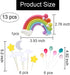 Palksky Colorful Rainbow Cake Topper/Wedding Cake Flags/Cupcake Picks Set -Include Cloud Balloon Moon Stars/Boy Girl Kid Birthday Baby Shower Part...