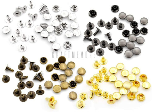 CRAFTMEMORE 200 Pack Leather Rivets Single Cap Rapid Rivet Metal Stud Fasteners Round Cap for Bag Belt Wallet Leather Craft (Antique Brass, 6MM)...