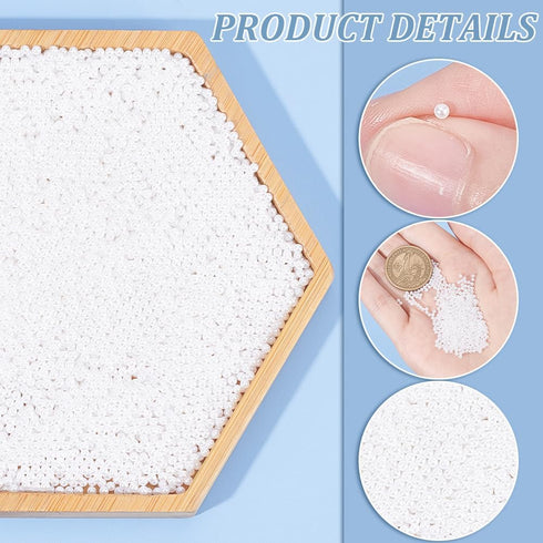 OLYCRAFT 10000pcs 1.5~2mm No Hole White Pearl Beads Super Tiny Nail Pearls Loose Acrylic Pearl Beads Mini Resin Filling Material Pearl Beads for R...