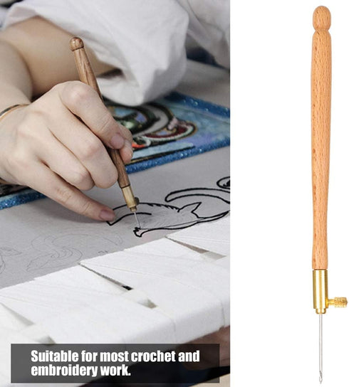 Embroidery Kit, DIY Craft Embroidery Beading Crochet Non?slip Ergonomic for Hand?made Crafts for Embroidery Beading(Wooden French embroidery needl...