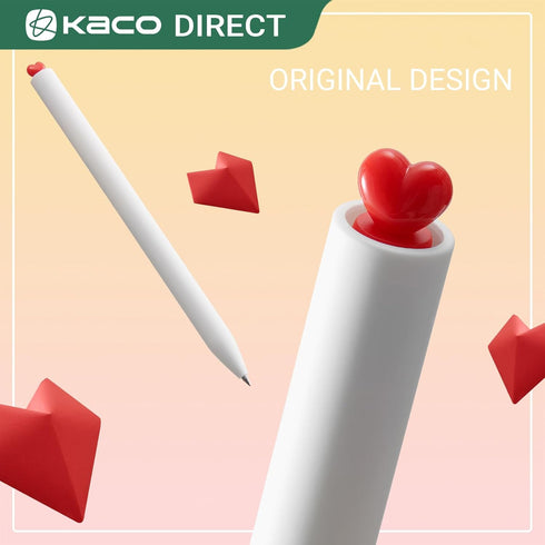 Kaco FIRST Gel Ink Pens, Pack of 2 Pieces Cute Heart Pen Set with Extra 4 Black Refills (2 White)...