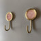 Solid Brass Decorative Wall Hook, Self-Adhesive Hole Free Wall Mount, Shining Gold Fancy Hook (Blossom Pink–Pack of 2)...