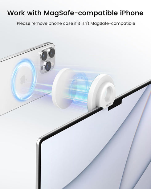 Continuity Camera Mount for Desktop Monitor & iMac, Detachable iPhone Webcam Mount, Adjustable Magnetic Phone Stand for iPhone 15/14/13/12 and Mac...
