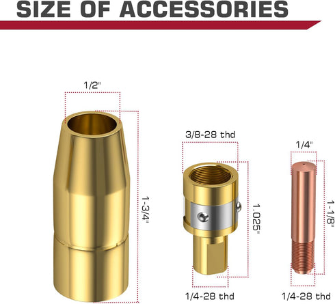 ARCCAPTAIN for Miller Millermatic M-100/150 Welder Part .030" Contact Tip Nozzle Diffuser MIG Welding Gun Accessory Kit for Miller Millermatic M-1...