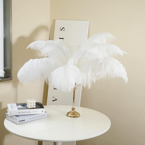 Larryhot White Large Ostrich Feathers - 16-18 inch 10pcs Feathers for Vase,Wedding Party Centerpieces and Home Decorations (White)...