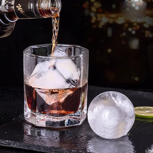 ROTTAY Ice Cube Trays (Set of 2), Sphere Ice Ball Maker with Lid & Large Square Ice Cube Maker for Whiskey, Cocktails and Homemade, Keep Drinks Ch...