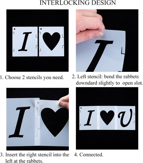 Alphabet Letter Stencils 1 inch, 68 Pcs Reusable Plastic Letter Number Symbol Stencil, Interlocking Template Kit for Painting on Wood, Wall, Fabri...
