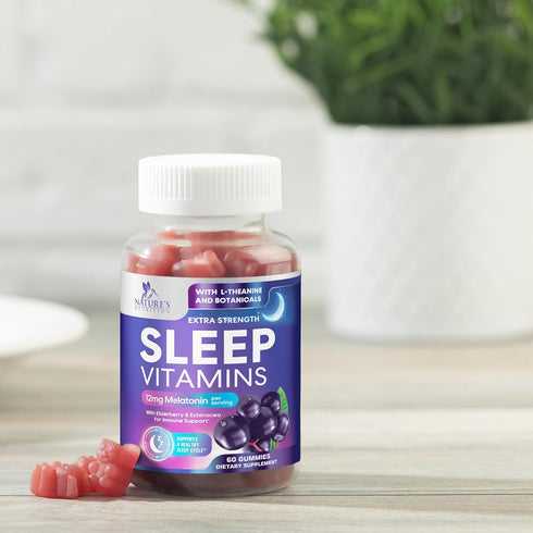 Sleep Vitamins - Fast Acting, Powerful & Natural Sleep Gummy Supplement for Adults - Fall Asleep Naturally with 12mg Melatonin, Chamomile & Zinc -...