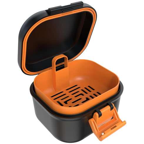 ARGOMAX Leak Proof Denture Bath Cup, Portable Soaking Denture Box, Denture Bath Case with Strainer, for Dentures and Braces (Black + Orange)....