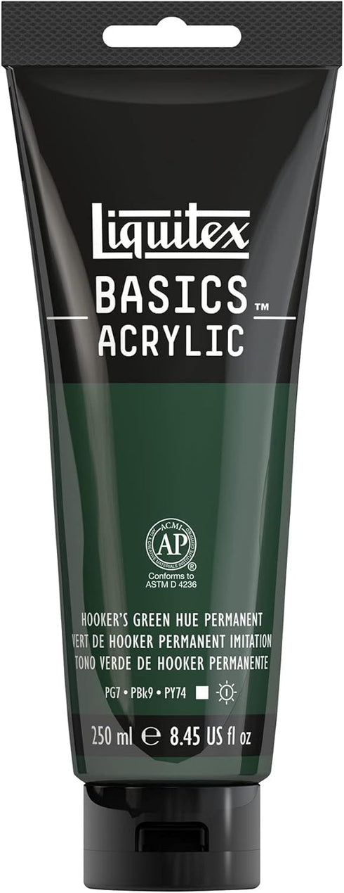Liquitex BASICS Acrylic Paint, 250ml (8.5-oz) Tube, Hooker’s Green Hue Permanent...