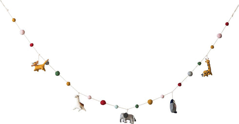 Bloomingville Multicolor Wool Felt Animal Shaped Garland...