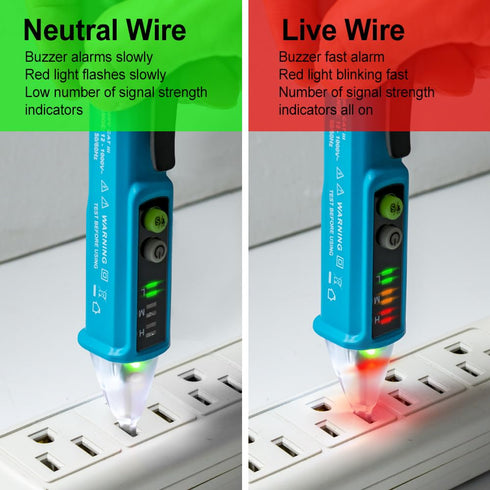 ALLOSUN Non-Contact AC Voltage Detector, Electrical Circuit Outlet Tester, Dual Sensitivity Range,12V-1000V/48V-1000V,LCD Display,Live Wire Tester...