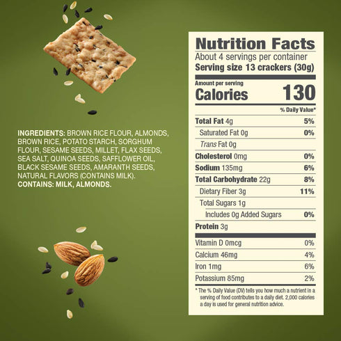 Blue Diamond Artisan Almond Nut Thins, Sesame Seed, 4.25 Oz...