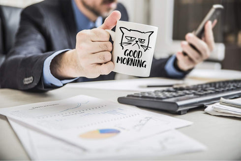 CBTwear Good Morning Funny Grumpy Cat 11oz White Ceramic Coffee Mug - Cute Unique Cat Mom Gifts for Birthdays, Anniversaries, or Any Occasion...