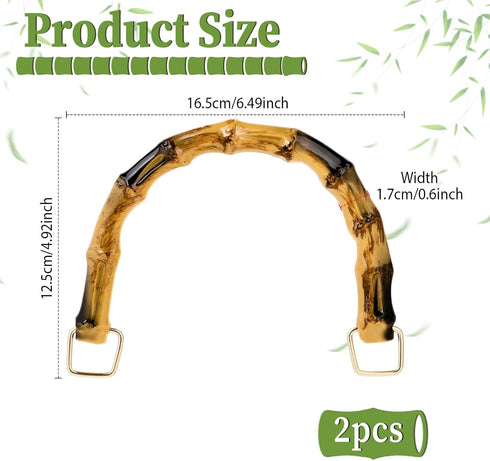 Bamboo Handle Purse Handles Bag Making U-Shaped Replacement Plastic Imitation Bamboo Handle Decorative Handbag Strap with Gold Metal Clasp for Cro...