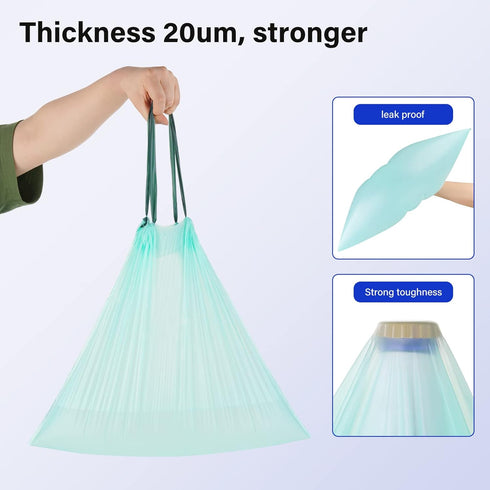 4 Gallon Compostable Trash Bags Drawstring Biodegradable Trash Bags 100% Compost Small Trash Bags for Kitchen Bathroom Office ASTM D6400 BPI Certi...