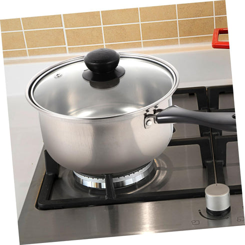 1 Set Stainless Steel Saucepan with Glass Strainer Lid Sauce Pot Pan Induction Pot Stock Pot Sauce Pan...