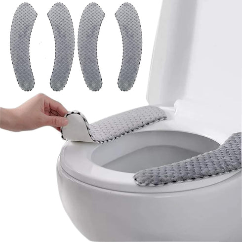 2Pairs Warm Plush Thick Padded Non Slip Soft Toilet Seat Cushion Washable Bathroom Warmer Static Cling Non Adhesive for Toilet, Grey...