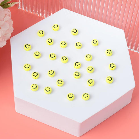 300pcs Yellow Smile Face Acrylic Beads,7 Mm Acryl Happy Face Spacer Beads for DIY Jewelry Bracelet Earring Necklace Craft Making Supplies...
