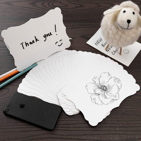 50 Pack Blank Kraft Cards Cardstock Thick Paper Brown Greeting Cards for DIY Gift Card Menus, Baby Shower and Wedding Invitations (White, 5x7IN)...