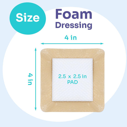 Conkote Silicone Adhesive Foam Dressings 4'' X 4'', Waterproof Bandages for Wound Care, Box of 10 Dressings...