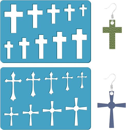 GORGECRAFT 2 Styles Cross Christian Symbol Stencil Jewelry Shape Template Reusable Christ Stencils Christmas Earrings Making Templates for Earring...
