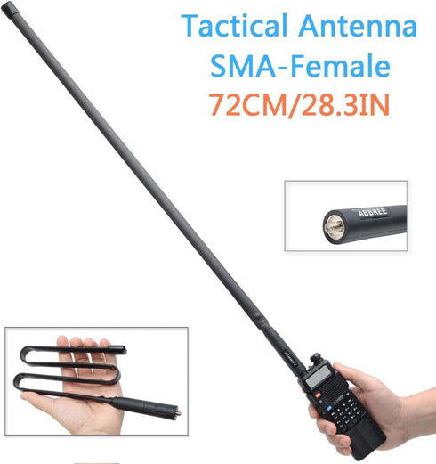 ABBREE SMA-Female Dual Band 144/430Mhz Foldable 72CM/28.3 Inch Length CS Tactical Antenna for Baofeng UV-5R BF-F8HP Pro 5RM K5PLUS UV-82 BF-888S G...