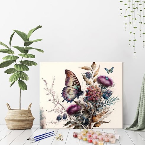 Paint by Numbers for Adults, Butterfly and Flower Garden Paint by Numbers for Beginner, Spring Floral Painting by Numbers for Adults Beginner Acry...