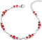 COOLSTEELANDBEYOND Adjustable Link Chain Anklet Bracelet with Charms of Red Solitaire Cubic Zirconia Sparkling...