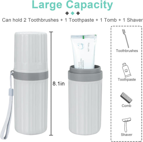 Travel Toothbrush Holder, Large Travel Toothbrush Cup Case, Portable Travel Toothbrush Toothpaste Makeup Storage for Business Trip Camping School ...