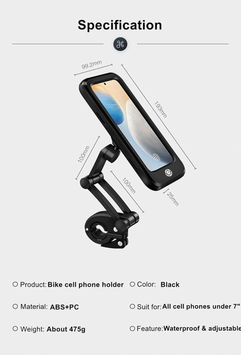 Universal Waterproof Bike Phone HolderUltraThin,360° Rotatable Touch Screen Protector iPhone,Pro Max,XS,Suitable for Smartphones Up to 6.8" Ideal ...