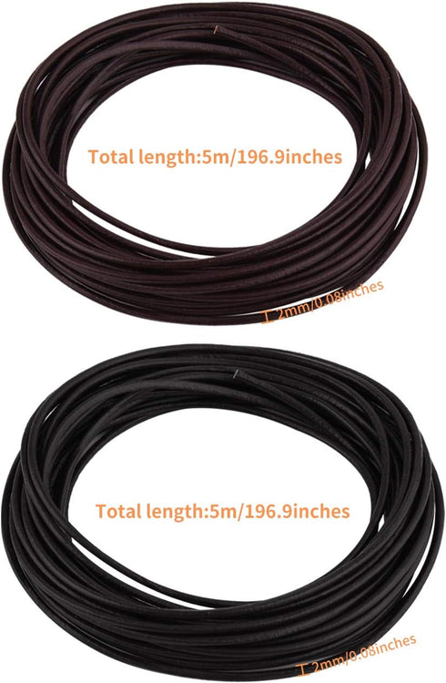 WXJ13 Genuine Leather Cord, 10 Meters 2 mm Wide Black and Coffee Leather Cord and 150 Pieces Jewelry Findings Necklace Cord String for Jewelry Mak...