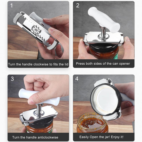 Upgraded Jar Opener Stainless Steel Adjustable Tool for 1-4 inches Bottle Can Lids, Easy Jar Opener with Non-Slip Rubber Pad Fit Seniors, Arthriti...