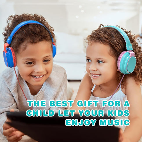 Volume Limited 85/96dB Kids Headphone Over-Ear/On-Ear Foldable Sound Noise Protection Headset with Inline AUX 3.5mm Cord w/Mic for Child School Ce...