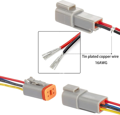 4 Pin Electrical Connector Waterproof Connector,Male and Female Way 16 AWG Wire Suitable for car Truck, Boat and Other Wire Connection (5 Pack) Gr...