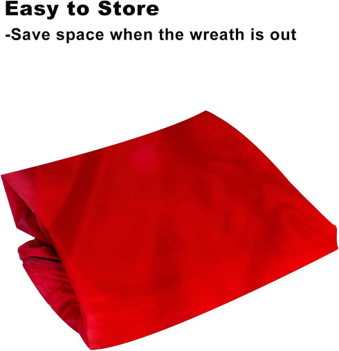 TQS Large Christmas Wreath Storage Bag - 30 Inch, Red, Cotton, Zipper Closure, Reinforced Handles, Double Zippers, Clear Card Slot, Ideal for Chri...