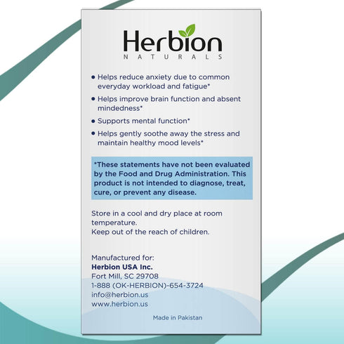 Herbion Naturals Memory Support Capsules – helps improve Brain Function & Absent Mindedness, Fatigue, Soothes Stress & Improves Mood - for Adults ...