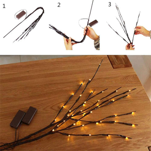 2 Pack Decorative LED Lighted Branch Lights Battery Operated Artificial LED Twig Branches Decoration for Home Room Decor Christmas Vase (Warm Whit...