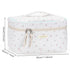 Cotton Makeup Bag, Quilted Cosmetic Bag with Handle Large Capacity Travel Toiletry Bag for Women Cute Aesthetic Floral Makeup Bag (White)...