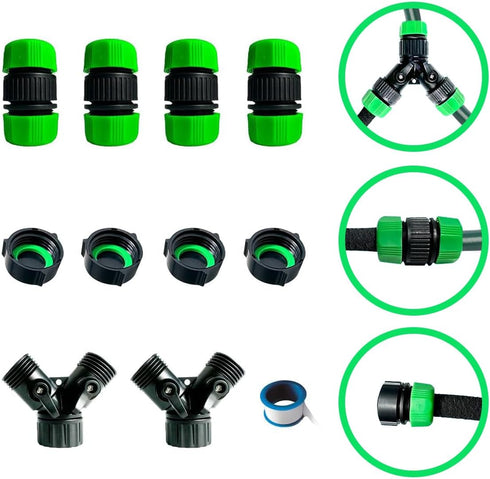 1/2" Soaker Hose and Garden Hose Fittings: Female and Male Connectors, Valves, and Straight Connectors...