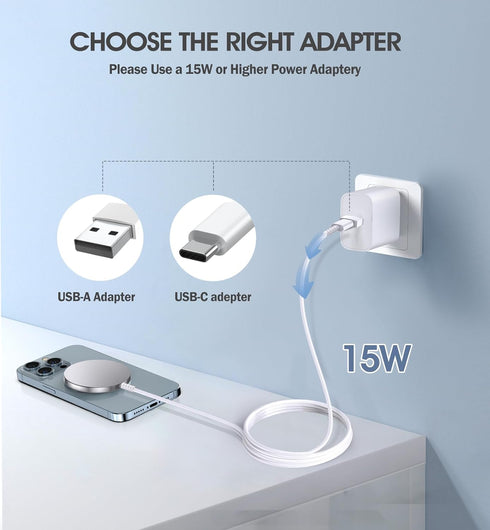 2 Pack Magnetic Wireless Charger for iPhone 15/15 Pro/15 Plus/15 Pro Max 15W Fast Magnetic Charger for iPhone 15/14/13/12 Series and AirPods 3/2/P...