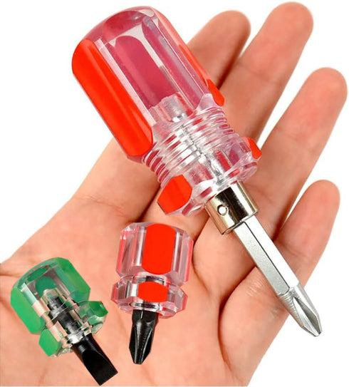 6PCS Mini Stubby Screwdriver Sewing Machine Screwdriver Set, Small Flat Head Screwdriver Short Phillips Screwdriver 2-in-1 Cross-Head Flathead Int...