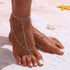 2PCS Boho Beaded Foot Chain Layered Barefoot Sandals Summer Beach Ankle Chain for Women (Silver)...