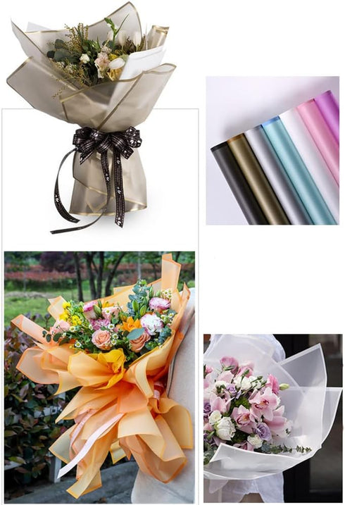 NatureMan 21Sheets /7 Colors Edging TranslucentFlower Wrapping Paper,Florist Bouquet Supplies,DIY Crafts,Gift Packaging or Gift Box Packaging Pape...