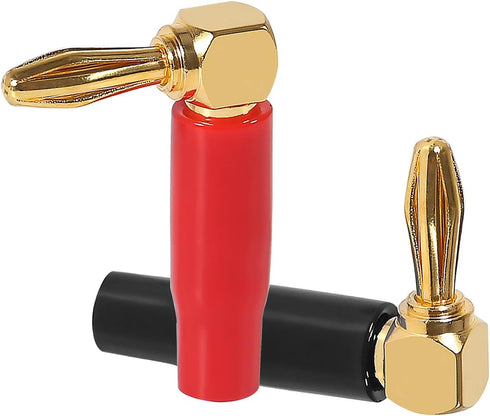 6 Pairs 4mm Speaker Banana Plugs Right Angle 24k Gold Plated 90 Degree Speaker Banana Connector(6 Pairs/12 Pcs)...