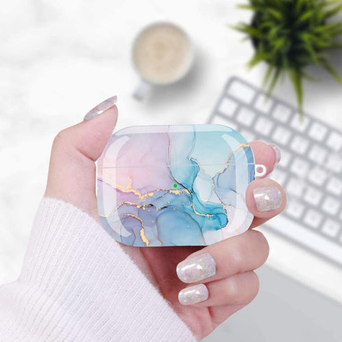 Protective Hard Case with Cleaner Kit Cover Skin Portable Shockproof Women Girls with Keychain for Apple Airpods Pro 2nd Charging Case - Watercolo...