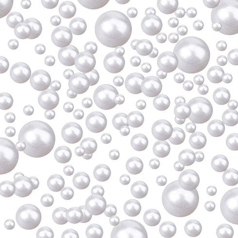 PH PandaHall 1100pcs Undrilled Pearl Beads No Holes White Pearl Beads 2.5/3/4/5/6/8mm Mini Bead Vase Filler Faux Pearls for Wedding Nail Table Sca...