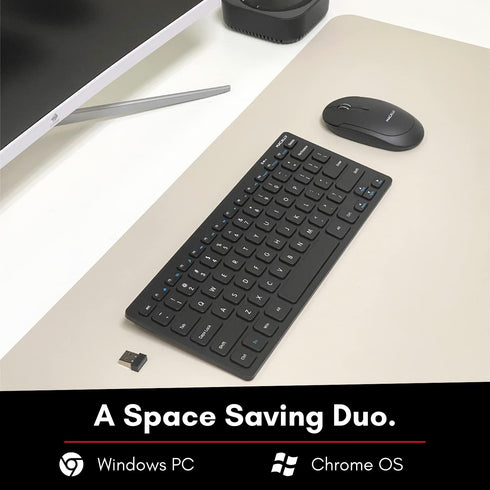 Macally Small Wireless Keyboard and Mouse Combo for PC - an Essential Work Duo - 2.4G - 78 Compact Key Cordless Mouse and Keyboard Combo with Mini...